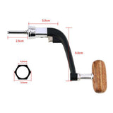Max Metal Spinning Fishing Reel Handle Rocker Arm Wooden Crank Handle Black L