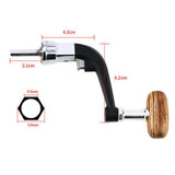 Max Metal Spinning Fishing Reel Handle Rocker Arm Wooden Crank Handle Black S
