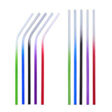 Max Drinking Metal Straws Gradient Color Sucker Drinkware Picnic Straight Bent