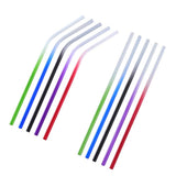 Max Drinking Metal Straws Gradient Color Sucker Drinkware Picnic Straight Bent