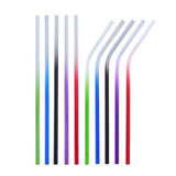 Max Drinking Metal Straws Gradient Color Sucker Drinkware Picnic Straight Bent
