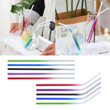 Max Drinking Metal Straws Gradient Color Sucker Drinkware Picnic Straight Bent
