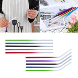 Max Drinking Metal Straws Gradient Color Sucker Drinkware Picnic Straight Bent