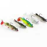 Max 5 Pieces Soft Fishing Lures Swimbaits Multicolor Baits with Hooks Black 1