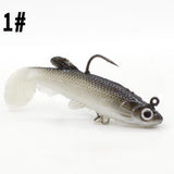Max 5 Pieces Soft Fishing Lures Swimbaits Multicolor Baits with Hooks Black 1