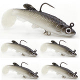 Max 5 Pieces Soft Fishing Lures Swimbaits Multicolor Baits with Hooks Black 1