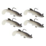 Max 5 Pieces Soft Fishing Lures Swimbaits Multicolor Baits with Hooks Black 1