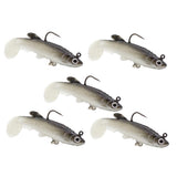 Max 5 Pieces Soft Fishing Lures Swimbaits Multicolor Baits with Hooks Black 1