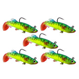 Max 5 Pieces Soft Fishing Lures Swimbaits Multicolor Baits with Hooks Green