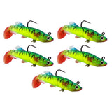Max 5 Pieces Soft Fishing Lures Swimbaits Multicolor Baits with Hooks Green