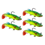 Max 5 Pieces Soft Fishing Lures Swimbaits Multicolor Baits with Hooks Green