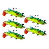 Max 5 Pieces Soft Fishing Lures Swimbaits Multicolor Baits with Hooks Green