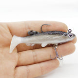 Max 5 Pieces Soft Fishing Lures Swimbaits Multicolor Baits with Hooks Green
