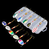 Max 10Packs Sequins Baits Artificial Lures with Treble Hooks &Organizer Box