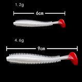 Max 5 Pieces PVC Fishing Lure Bait Artificial Bait Tackle with T-tail 9cm 4.6g E