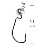 Max 10pcs Weighted Fishing Hooks Crank Hook with Lead for Swimbaits 7g