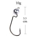 Max 10pcs Weighted Fishing Hooks Crank Hook with Lead for Swimbaits 10g