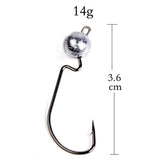 Max 10pcs Weighted Fishing Hooks Crank Hook with Lead for Swimbaits 14g