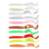 Max 100pcs Single-tailed Worm Fishing Grub Lures Baits Fishing Accessories 5.5cm