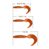 Max 100pcs Single-tailed Worm Fishing Grub Lures Baits Fishing Accessories 5.5cm