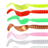 Max 100pcs Single-tailed Worm Fishing Grub Lures Baits Fishing Accessories 5.5cm