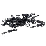 Max Maxb 50pcs Matte Black Carp Fishing Swivels Long Body Quick Change Swivel w/ Ring