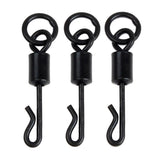 Max Maxb 50pcs Matte Black Carp Fishing Swivels Long Body Quick Change Swivel w/ Ring