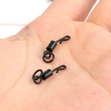Max Maxb 50pcs Matte Black Carp Fishing Swivels Long Body Quick Change Swivel w/ Ring