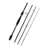 Maxbell 4 Section Carbon Fiber Fishing Rod Ultralight Lure Pole Straight Handle 2.1m