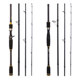 Maxbell 4 Section Carbon Fiber Fishing Rod Ultralight Lure Pole Straight Handle 2.1m