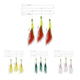 Maxbell 3Pcs/Set Carbon Steel Feather Bass Cod Lure Sea Fishing Luminous Hook Green