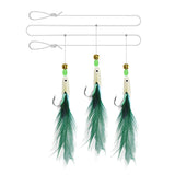 Maxbell 3Pcs/Set Carbon Steel Feather Bass Cod Lure Sea Fishing Luminous Hook Green