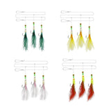 Maxbell 3Pcs/Set Carbon Steel Feather Bass Cod Lure Sea Fishing Luminous Hook Green