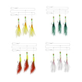 Maxbell 3Pcs/Set Carbon Steel Feather Bass Cod Lure Sea Fishing Luminous Hook Green