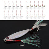 Maxbell 10pcs Fishing Assist Jig Hook Live Baits Hooks with Braid Lines Gold 12