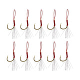 Maxbell 10pcs Fishing Assist Jig Hook Live Baits Hooks with Braid Lines Gold 12