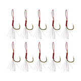 Maxbell 10pcs Fishing Assist Jig Hook Live Baits Hooks with Braid Lines Gold 12