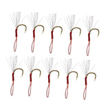 Maxbell 10pcs Fishing Assist Jig Hook Live Baits Hooks with Braid Lines Gold 12