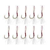 Maxbell 10pcs Fishing Assist Jig Hook Live Baits Hooks with Braid Lines Gold 14