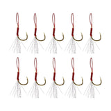 Maxbell 10pcs Fishing Assist Jig Hook Live Baits Hooks with Braid Lines Gold 14