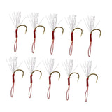 Maxbell 10pcs Fishing Assist Jig Hook Live Baits Hooks with Braid Lines Gold 14