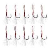 Maxbell 10pcs Fishing Assist Jig Hook Live Baits Hooks with Braid Lines Silver 14