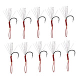 Maxbell 10pcs Fishing Assist Jig Hook Live Baits Hooks with Braid Lines Silver 14