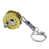 Maxbell Fly Fishing Reel Model Mini Reel Keychain Key Ring Novelty Gift Golden