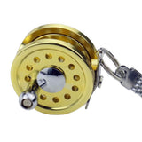 Maxbell Fly Fishing Reel Model Mini Reel Keychain Key Ring Novelty Gift Golden