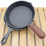Maxbell Cooking Pan Handle Cover Sleeve Protective PU Leather with String Anti Slip