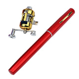 Maxbell Mini Telescopic FISHING ROD POLE WITH DRUM REEL 2.1:1 Gear Ratio Red