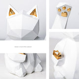 Lucky Cat Resin Figurine Lifelike Animal Sculpture Statue Home Decor White