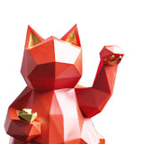 Lucky Cat Resin Figurine Lifelike Animal Sculpture Statue Home Decor Red