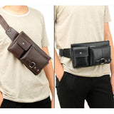 PU Leather Waist Fanny Pack Casual Jogging Zip Pouch Purse Bum Hip Bag Black